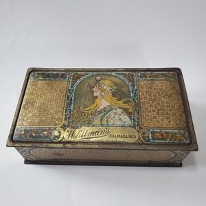 Vintage 1920s Whitman's Salmagundi Chocolate Tin Art Nouveau Alphonse Mucha 1lb